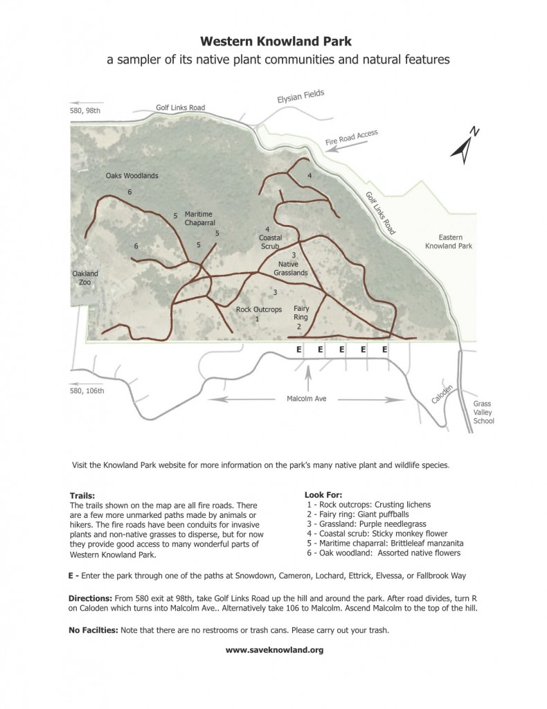 Trail map of western Knowland Park